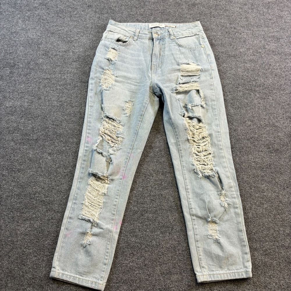 Denim Blvd Jeans Womens 5 Blue Cotton Straight Leg Faded Distressed Workwear